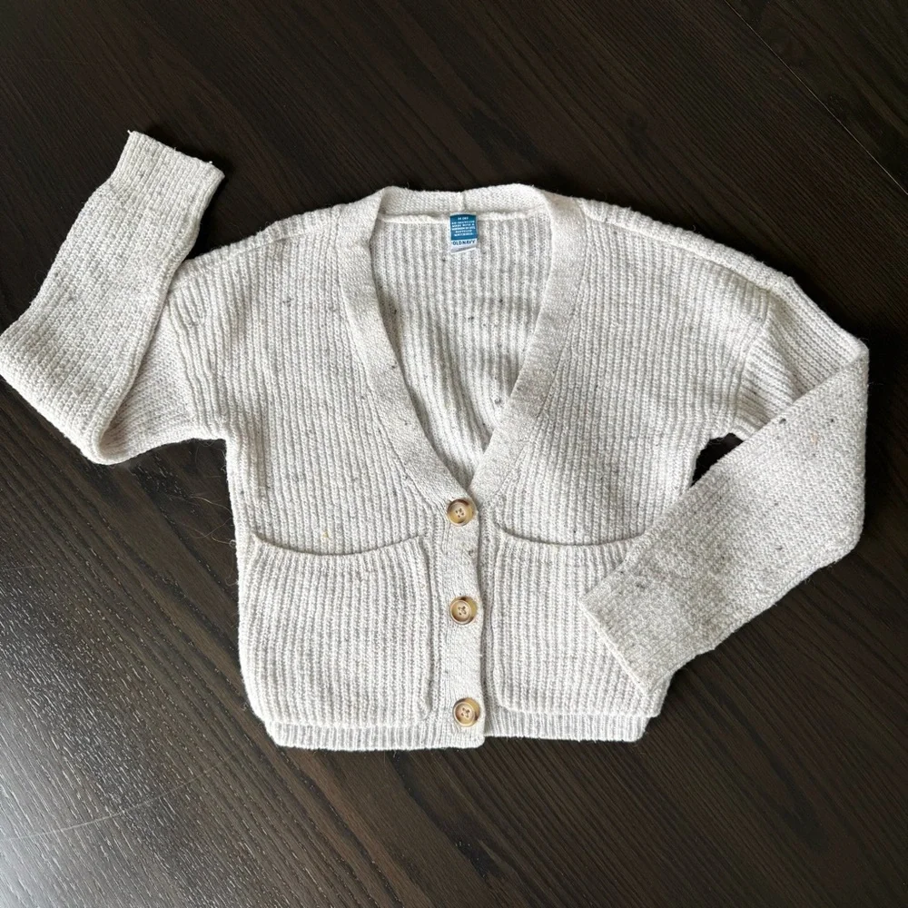 Old Navy Cream Button-Up Cardigan Girls Medium (8)